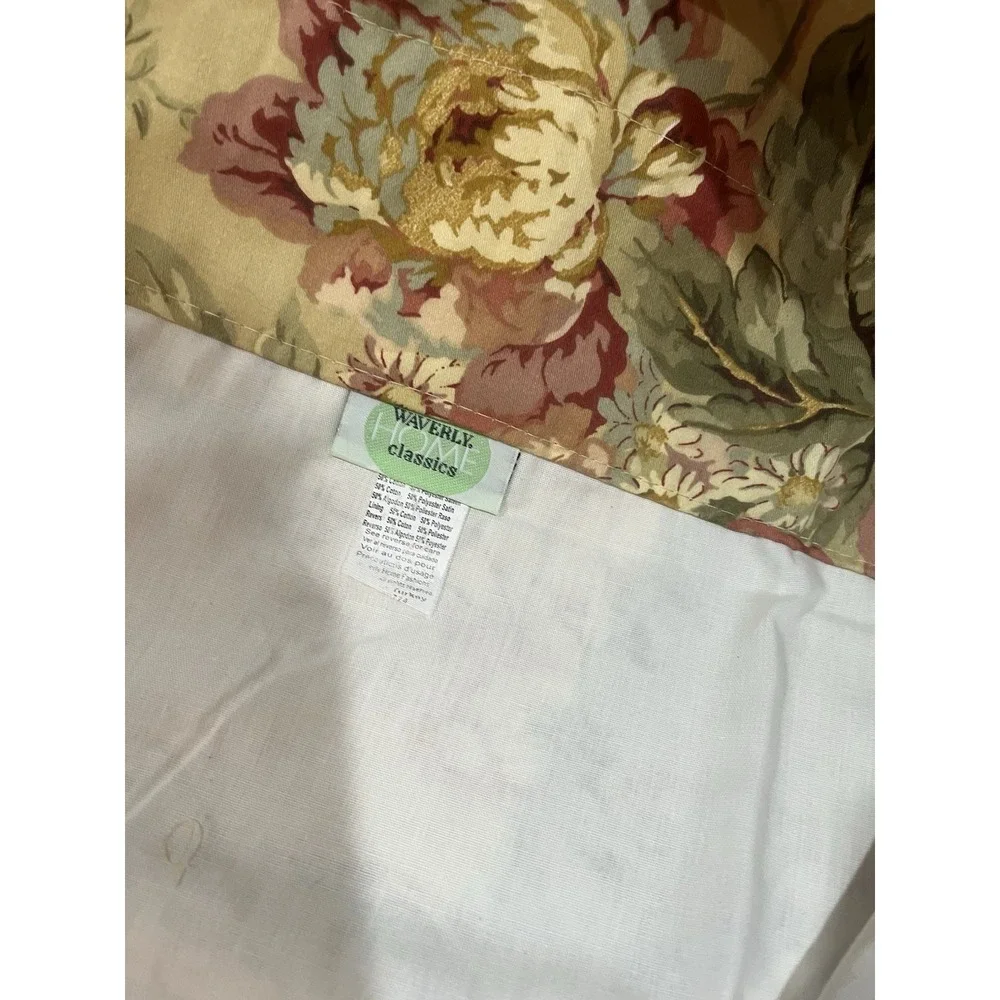 Waverly Home Forever Yours Valance Tan Pink Peonies Shabby Cottagecore‎ 77x21